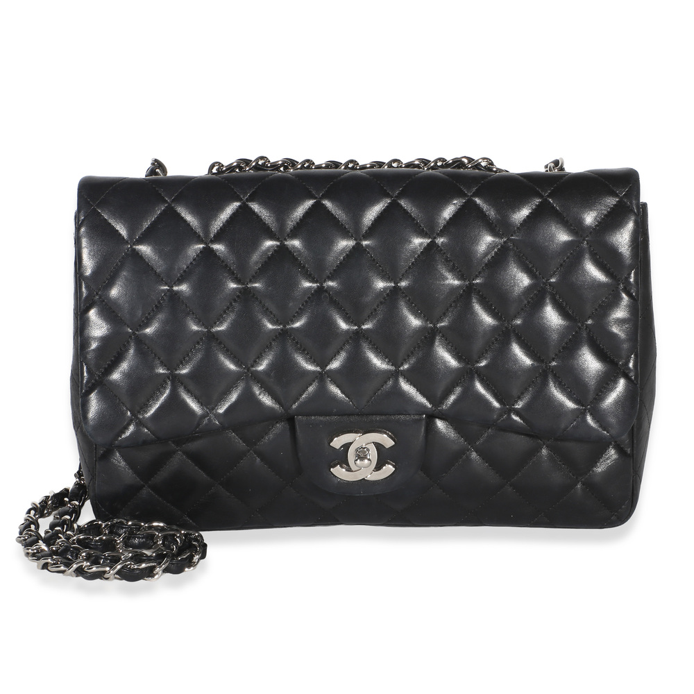 Chanel Black Quilted Lambskin Jumbo Single Flap Bag